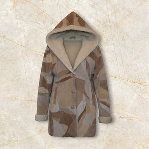 Women's Camo Leather Teddy Jacket with Hood